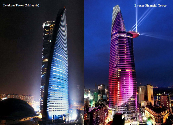 Điểm đáng chú ý khác ở kiến trúc tòa tháp Bitexco là bãi đỗ trực thăng ở tầng thứ 52, cũng có hình dáng tương tự như ở tháp Telekom Tower.
